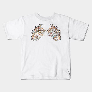 Guitar Wings with Feathers Folded Down Kids T-Shirt